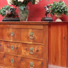 Load image into Gallery viewer, Antique French Cherrywood Three Drawer Chest of Drawers with Ornate Brass Handles. B13167
