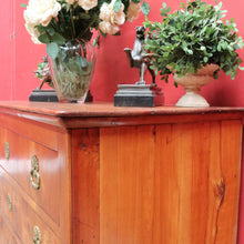 Load image into Gallery viewer, Antique French Cherrywood Three Drawer Chest of Drawers with Ornate Brass Handles. B13167
