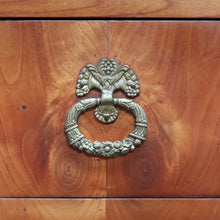 Load image into Gallery viewer, Antique French Cherrywood Three Drawer Chest of Drawers with Ornate Brass Handles. B13167
