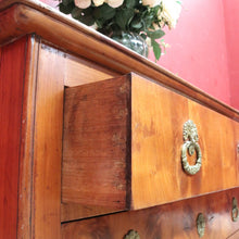Load image into Gallery viewer, Antique French Cherrywood Three Drawer Chest of Drawers with Ornate Brass Handles. B13167

