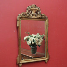 Load image into Gallery viewer, Vintage French Wall Mirror with Ornate Gilt Frame and Floral Crest. B12478

