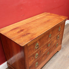 Load image into Gallery viewer, Antique French Cherrywood Three Drawer Chest of Drawers with Ornate Brass Handles. B13167
