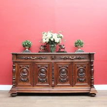 Load image into Gallery viewer, x SOLD Antique French Oak Four-Door Sideboard with Carved Panels and Bun Feet. B12727
