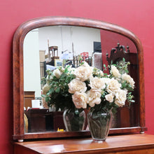 Load image into Gallery viewer, Antique English Walnut Arched Overmantel Mirror with Figured Veneer Frame. B13175
