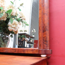 Load image into Gallery viewer, Antique English Walnut Arched Overmantel Mirror with Figured Veneer Frame. B13175
