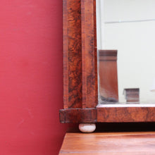 Load image into Gallery viewer, Antique English Walnut Arched Overmantel Mirror with Figured Veneer Frame. B13175
