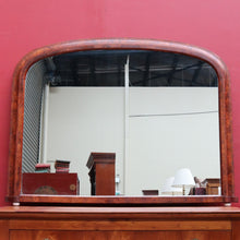 Load image into Gallery viewer, Antique English Walnut Arched Overmantel Mirror with Figured Veneer Frame. B13175
