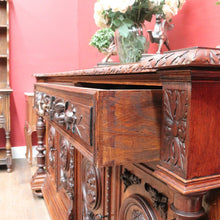 Load image into Gallery viewer, x SOLD Antique French Oak Four-Door Sideboard with Carved Panels and Bun Feet. B12727
