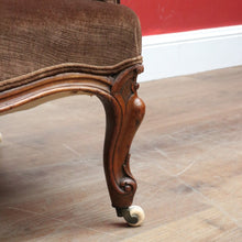 Load image into Gallery viewer, x SOLD Victorian English Walnut Gentleman’s Chair with Carved Back and Velvet Seat. B12867
