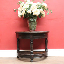 Load image into Gallery viewer, x SOLD Antique French Oak Demi-Lune Credenza Lamp or Side Table with Turned Legs and Curved Stretcher. B12737
