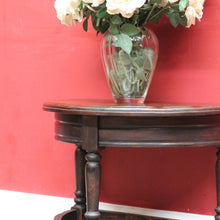 Load image into Gallery viewer, x SOLD Antique French Oak Demi-Lune Credenza Lamp or Side Table with Turned Legs and Curved Stretcher. B12737
