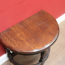 Load image into Gallery viewer, x SOLD Antique French Oak Demi-Lune Credenza Lamp or Side Table with Turned Legs and Curved Stretcher. B12737
