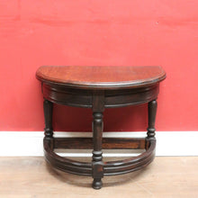 Load image into Gallery viewer, x SOLD Antique French Oak Demi-Lune Credenza Lamp or Side Table with Turned Legs and Curved Stretcher. B12737
