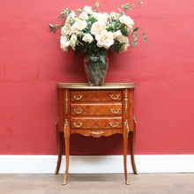 Load image into Gallery viewer, x SOLD French Demi-Lune Lingerie Cabinet with Marquetry and Gilt Brass Gallery. B12739
