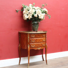 Load image into Gallery viewer, x SOLD French Demi-Lune Lingerie Cabinet with Marquetry and Gilt Brass Gallery. B12739
