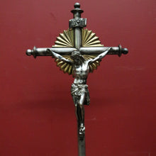 Load image into Gallery viewer, French Art Nouveau Silver-Plate &amp; Brass Crucifix with Sunrise Motif. B12480

