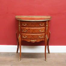 Load image into Gallery viewer, x SOLD French Demi-Lune Lingerie Cabinet with Marquetry and Gilt Brass Gallery. B12739
