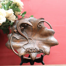 Load image into Gallery viewer, x SOLD Carved Black Forest Tray featuring a Lizard and Dragonfly on Lily Pad. B12711
