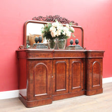 Load image into Gallery viewer, Antique English Inverted Front Mirror Back Sideboard with Three Drawers and Four Doors. B13154
