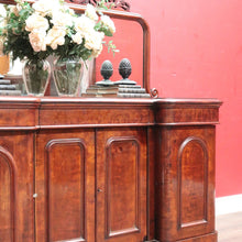 Load image into Gallery viewer, Antique English Inverted Front Mirror Back Sideboard with Three Drawers and Four Doors. B13154
