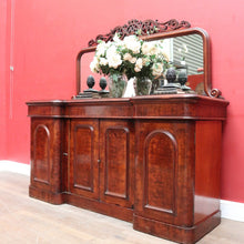 Load image into Gallery viewer, Antique English Inverted Front Mirror Back Sideboard with Three Drawers and Four Doors. B13154
