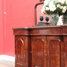 Load image into Gallery viewer, Antique English Inverted Front Mirror Back Sideboard with Three Drawers and Four Doors. B13154
