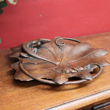 Load image into Gallery viewer, x SOLD Carved Black Forest Tray featuring a Lizard and Dragonfly on Lily Pad. B12711
