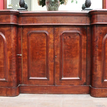Load image into Gallery viewer, Antique English Inverted Front Mirror Back Sideboard with Three Drawers and Four Doors. B13154
