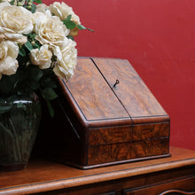 Load image into Gallery viewer, Victorian English Burr Walnut Stationery Box with Fitted Interior, Drawer. B12887
