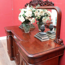 Load image into Gallery viewer, Antique English Inverted Front Mirror Back Sideboard with Three Drawers and Four Doors. B13154
