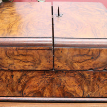 Load image into Gallery viewer, Victorian English Burr Walnut Stationery Box with Fitted Interior, Drawer. B12887
