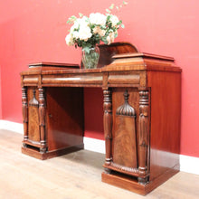 Load image into Gallery viewer, Antique English Mahogany Twin Pedestal Sideboard c1840 with Tulip Carvings. B12479
