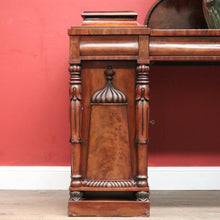 Load image into Gallery viewer, Antique English Mahogany Twin Pedestal Sideboard c1840 with Tulip Carvings. B12479
