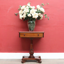 Load image into Gallery viewer, Antique Australian Cedar Single Drawer Pedestal Side Table with Carved Tulip Base. B13164
