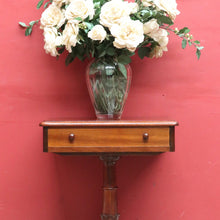 Load image into Gallery viewer, Antique Australian Cedar Single Drawer Pedestal Side Table with Carved Tulip Base. B13164
