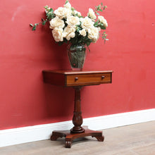 Load image into Gallery viewer, Antique Australian Cedar Single Drawer Pedestal Side Table with Carved Tulip Base. B13164
