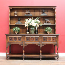 Load image into Gallery viewer, x SOLD Antique English or Welsh Buffet and Hutch with Drawers and Plate Racks. B12869
