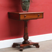 Load image into Gallery viewer, Antique Australian Cedar Single Drawer Pedestal Side Table with Carved Tulip Base. B13164
