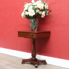 Load image into Gallery viewer, Antique Australian Cedar Single Drawer Pedestal Side Table with Carved Tulip Base. B13164
