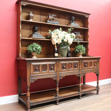 Load image into Gallery viewer, x SOLD Antique English or Welsh Buffet and Hutch with Drawers and Plate Racks. B12869
