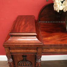 Load image into Gallery viewer, Antique English Mahogany Twin Pedestal Sideboard c1840 with Tulip Carvings. B12479
