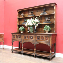 Load image into Gallery viewer, x SOLD Antique English or Welsh Buffet and Hutch with Drawers and Plate Racks. B12869
