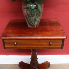 Load image into Gallery viewer, Antique Australian Cedar Single Drawer Pedestal Side Table with Carved Tulip Base. B13164
