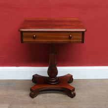 Load image into Gallery viewer, Antique Australian Cedar Single Drawer Pedestal Side Table with Carved Tulip Base. B13164
