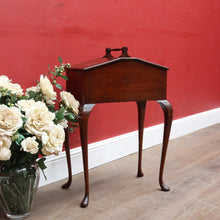 Load image into Gallery viewer, Antique English Mahogany Queen Anne Style Sewing Table with Lift Up Lid, Sliding Interior Tray and Cabriole Legs. B13163
