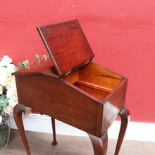 Load image into Gallery viewer, Antique English Mahogany Queen Anne Style Sewing Table with Lift Up Lid, Sliding Interior Tray and Cabriole Legs. B13163
