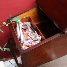 Load image into Gallery viewer, Antique English Mahogany Queen Anne Style Sewing Table with Lift Up Lid, Sliding Interior Tray and Cabriole Legs. B13163
