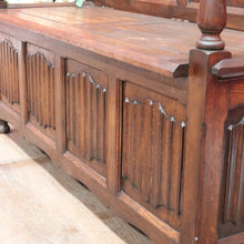 Load image into Gallery viewer, x SOLD Antique French Oak Linen Fold Hall Seat Lift Top Blanket Box Chair B12736
