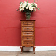 Load image into Gallery viewer, x SOLD Vintage French Oak Lingerie Chest of 5 Drawers Bedside or Hall Cabinet B12793
