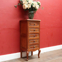 Load image into Gallery viewer, x SOLD Vintage French Oak Lingerie Chest of 5 Drawers Bedside or Hall Cabinet B12793
